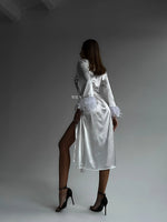 AFFECTION Luxurious White Satin Bridal Robe