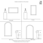 Aimi - Full Length Black Metal Rectangle Window Mirror - 180cm x 105cm.