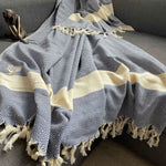 Alicia King Size Bed Throw XL Navy Blue