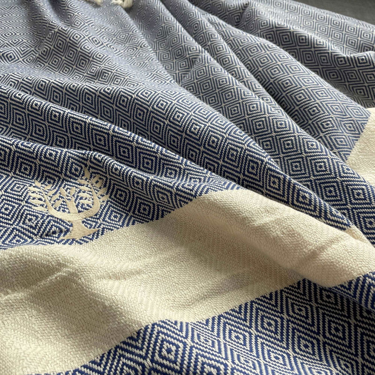 Alicia King Size Bed Throw XL Navy Blue