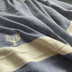 Alicia King Size Bed Throw XL Navy Blue