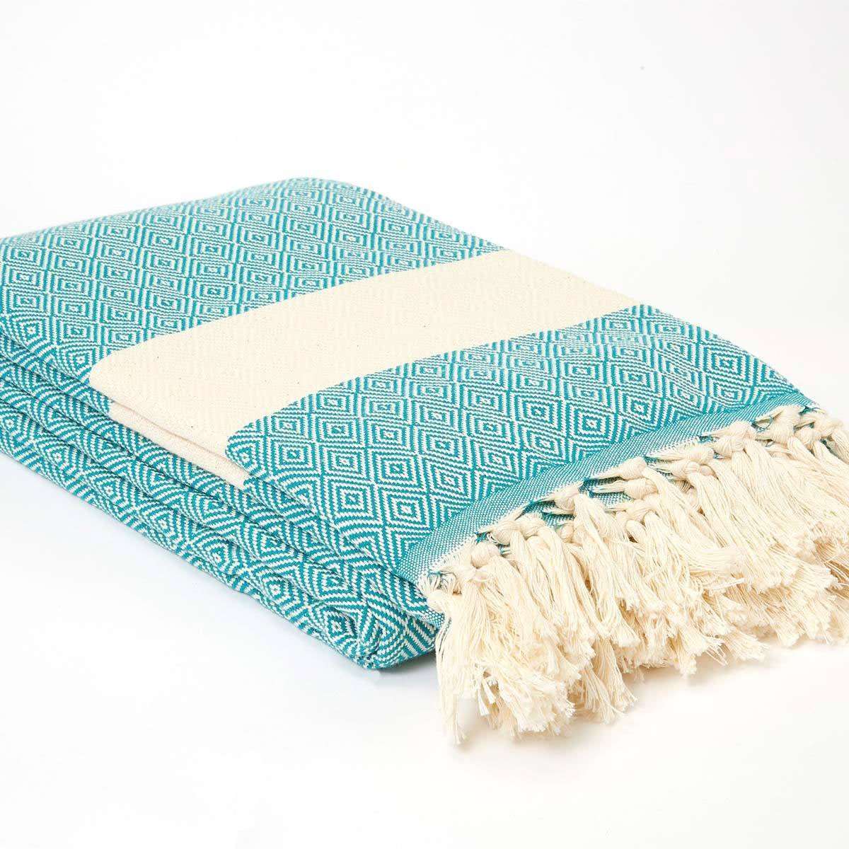 Alicia King Size Cotton Bed Throw XL Teal