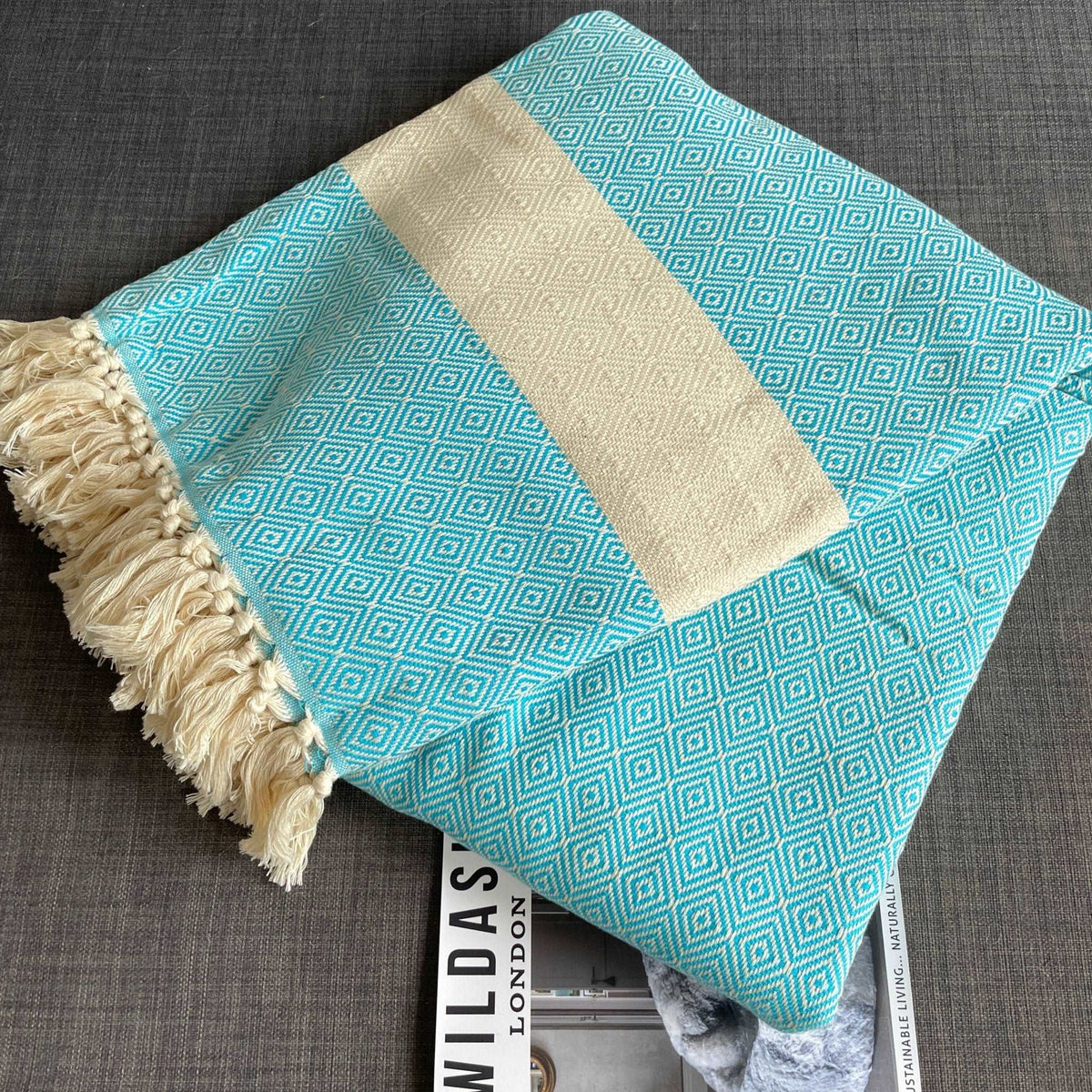 Alicia King Size Cotton Bed Throw XL Teal