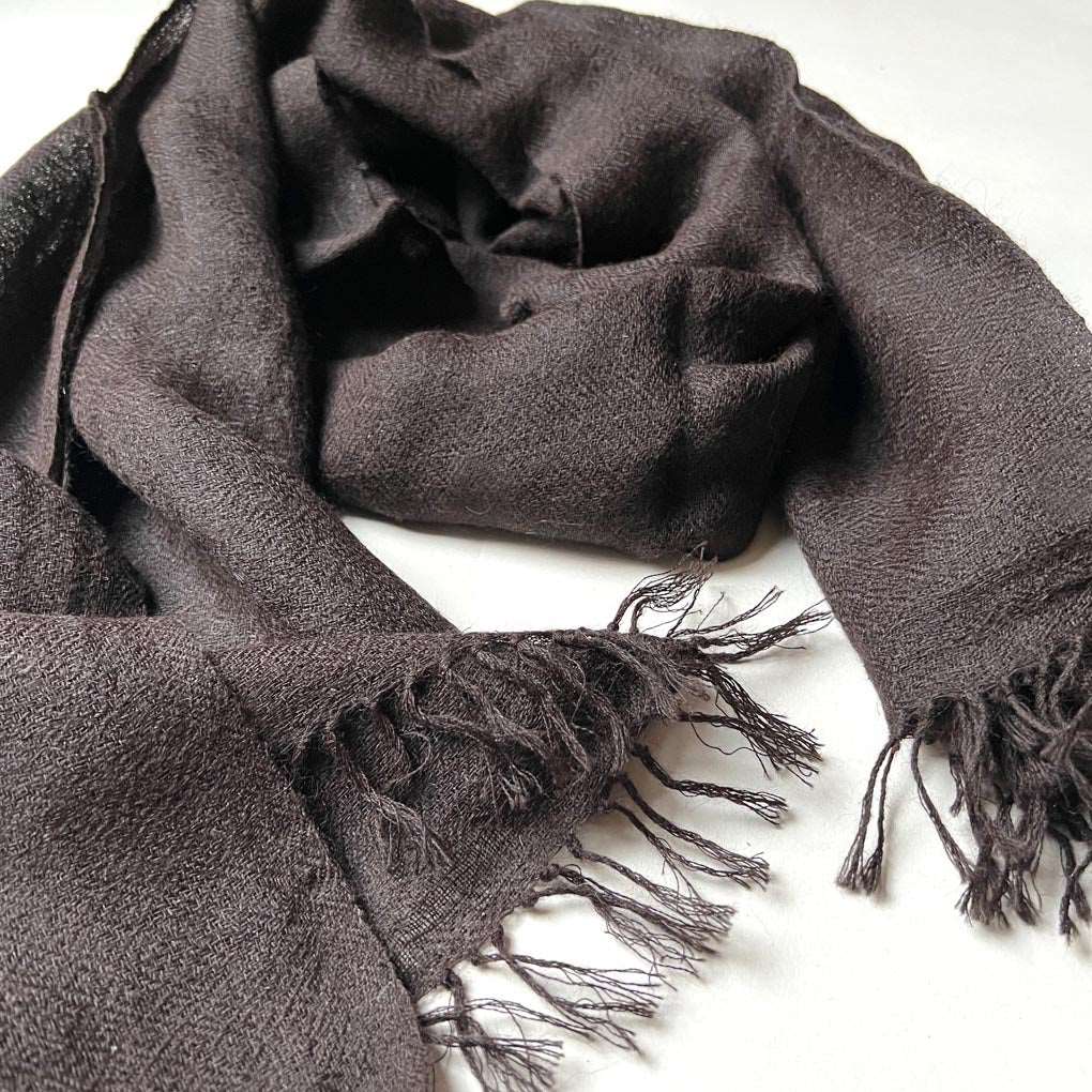 Alpaca Kasardevi Handwoven Shawl | Dark Chocolate Brown