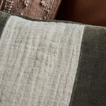 Amber Linen Velvet Handmade Cushion in Striped Green & Cream