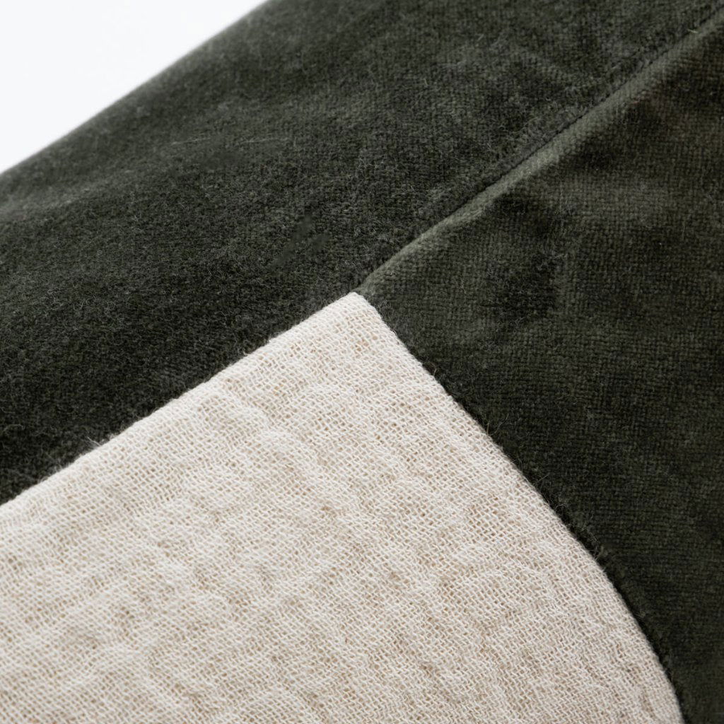 Amber Linen Velvet Handmade Cushion in Striped Green & Cream