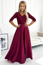 Numoco Amber Long Maxi Occasion Lace Top Dress | 10 Colours red 2