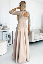 Numoco Amber Long Maxi Occasion Lace Top Dress | 10 Colours