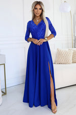 Numoco Amber Long Maxi Occasion Lace Top Dress | 10 Colours blue 2