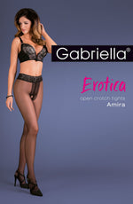 Gabriella Amira Erotic Crotchless Tights Black