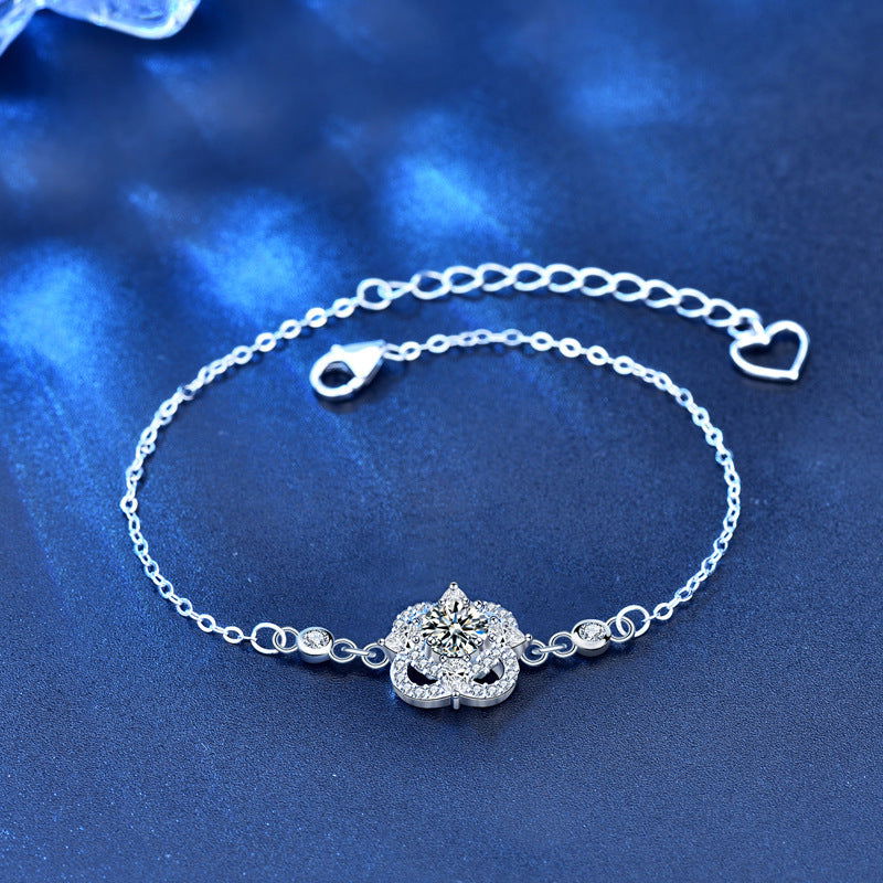 Aoife 925 Sterling Silver Diamond Four Leaf Clover Bracelet