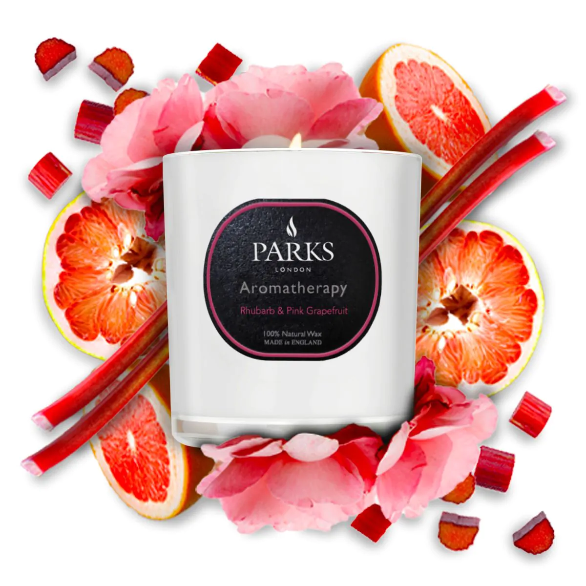 Parks London Aromatherapy Rhubarb & Pink Grapefruit Candle 220g Default Title