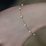 Aria 925 Sterling Silver Plated Dainty Opal Gem Bracelet