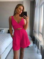 Asymmetric Strap Top High Waist Shorts Shorts & Top Co-ord Set Rose