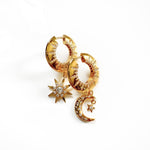 Aurielle Luxe 18k Gold Plated Moon and Star Earrings