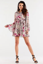 Awama Chiffon Kimono Daydress with Elastic Lining and Adjustable Belt