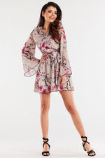 Awama Chiffon Kimono Daydress with Elastic Lining and Adjustable Belt