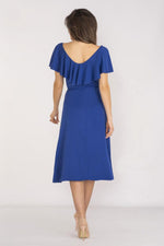Awama Elegant Midi Daydress with Ruffled Neckline