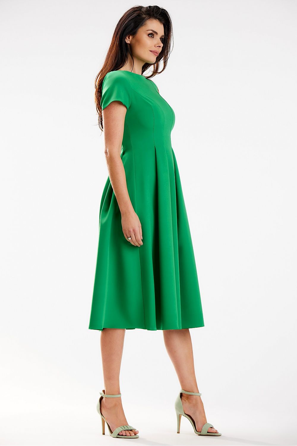 Awama Midi Day Dress with Boat Neckline