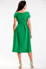 Awama Midi Day Dress with Boat Neckline