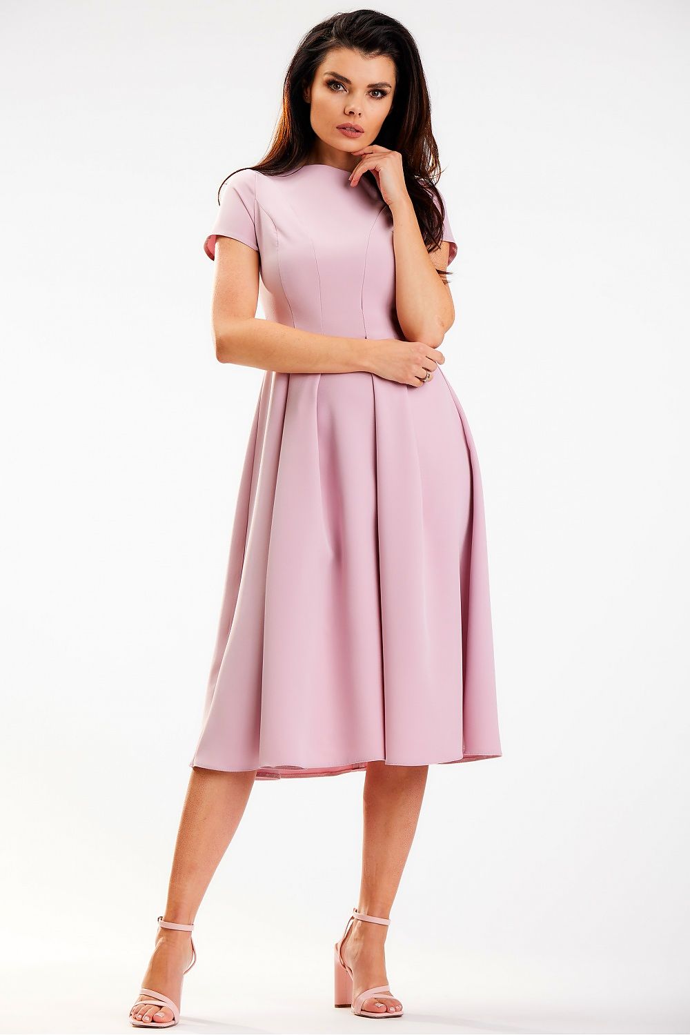 Awama Midi Day Dress with Boat Neckline