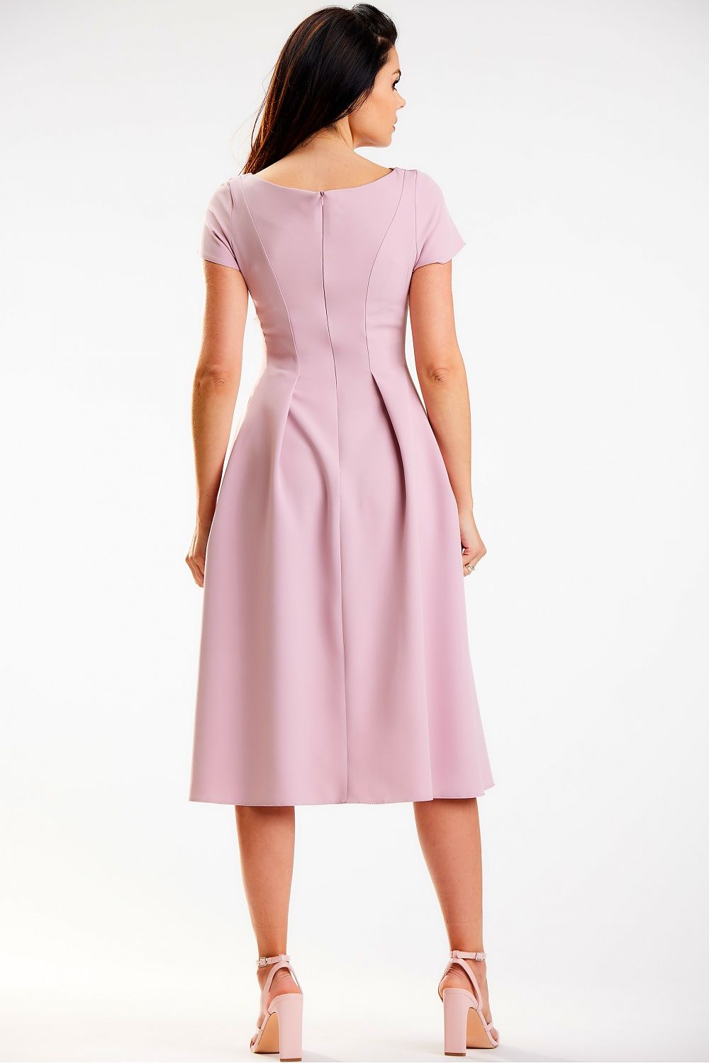 Awama Midi Day Dress with Boat Neckline