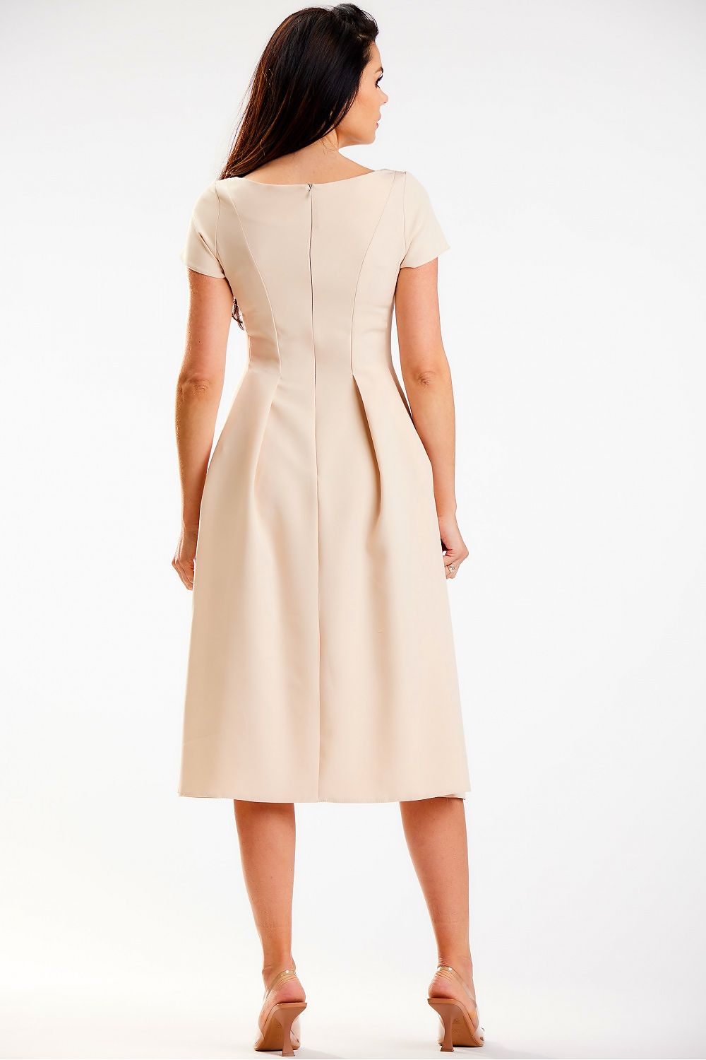 Awama Midi Day Dress with Boat Neckline