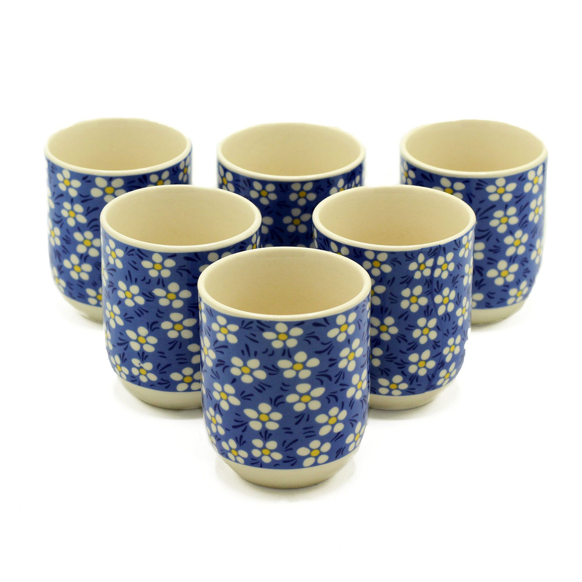 6 x Herbal Tea Cups - Blue Daisy