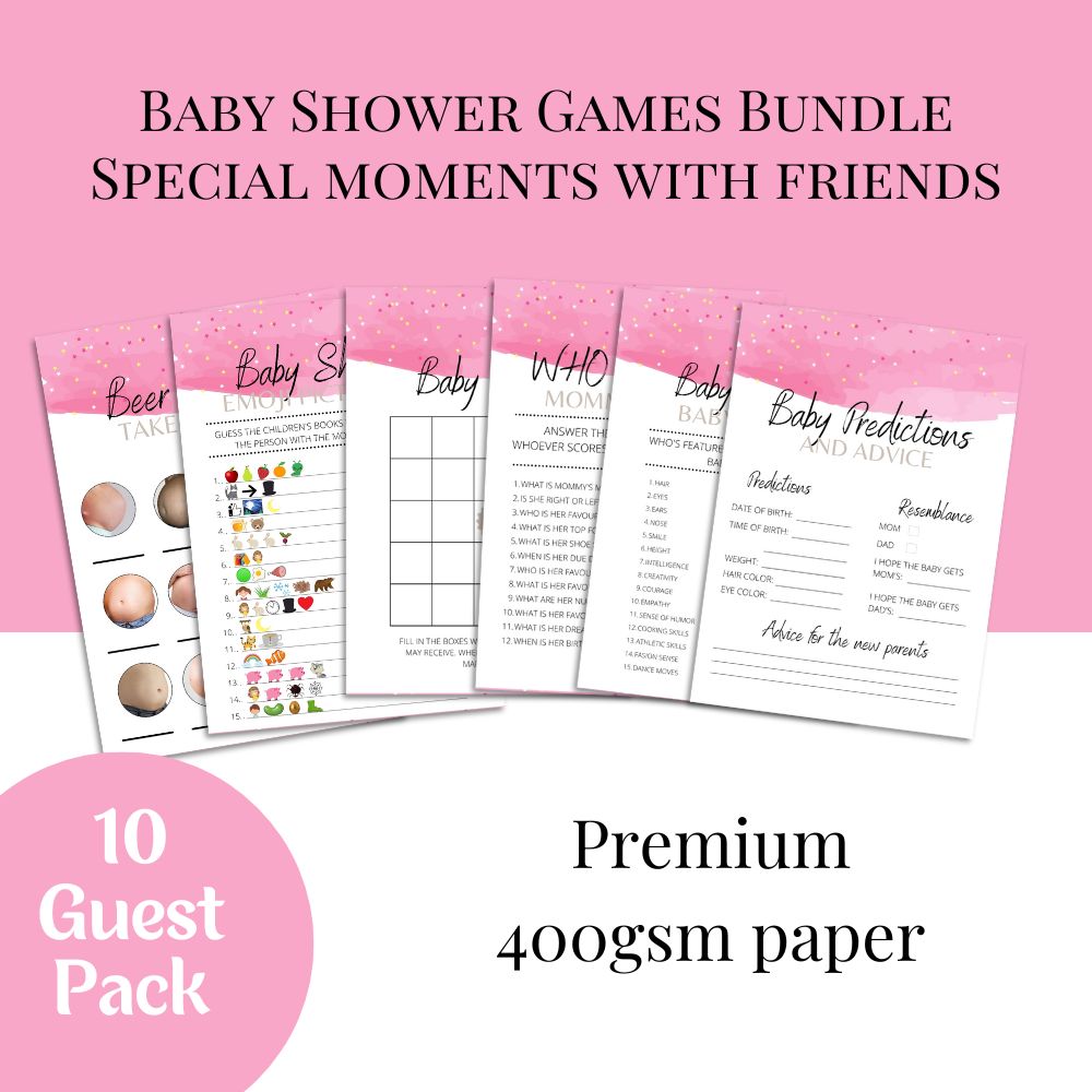 Baby Girl Baby Shower 6 Game Bundle