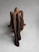 BAIT Black Rhinestone Fishnet Stockings One Size