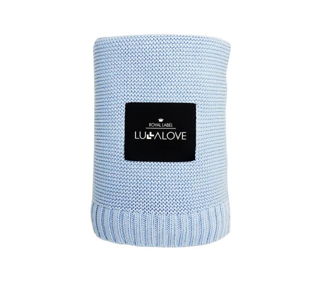 Bamboo baby blanket - Baby blue - classic knit