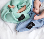 Bamboo baby blanket - Baby blue - classic knit