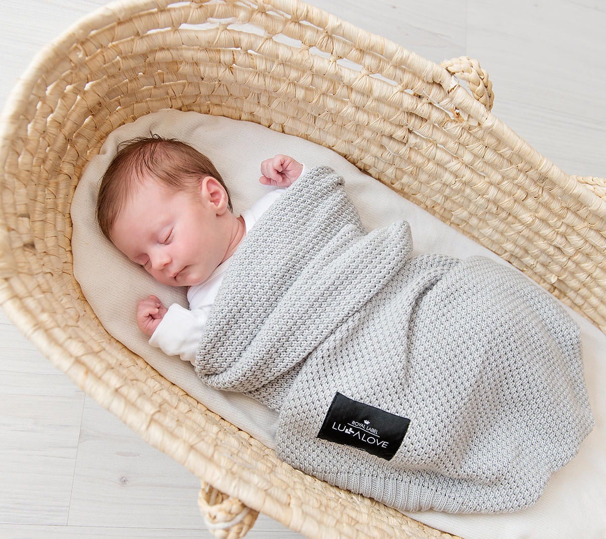 Bamboo baby blanket - Grey - Macaroon knit