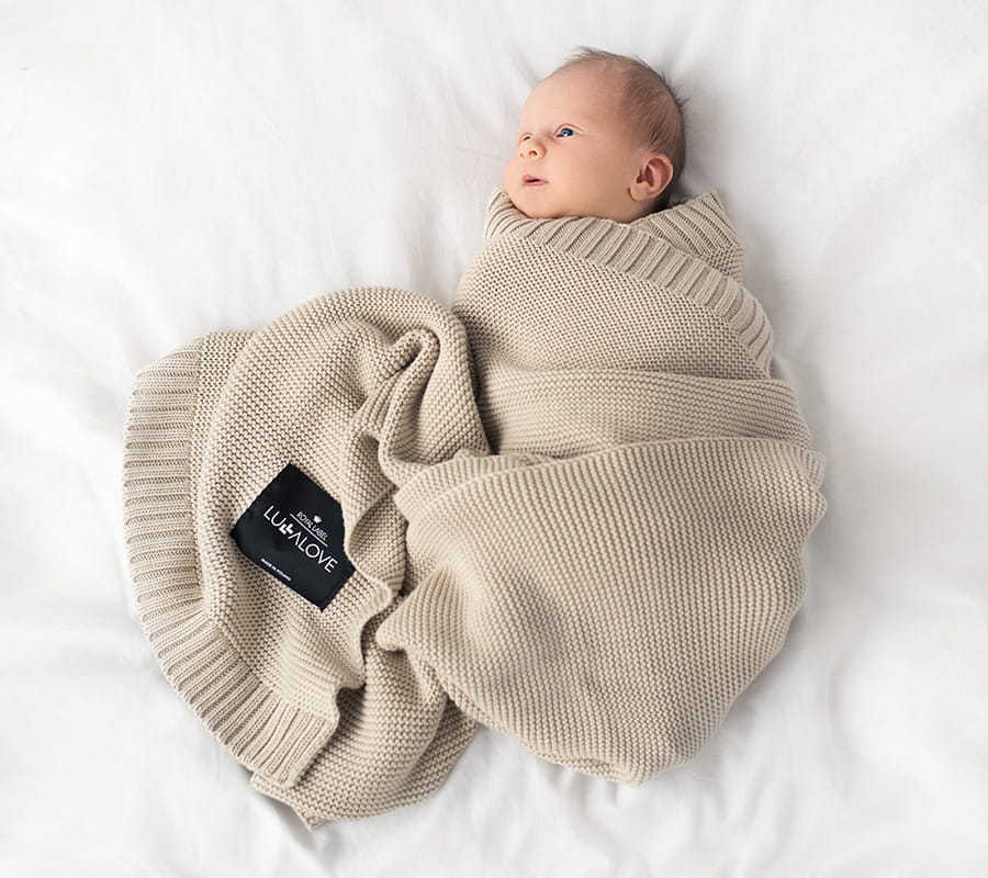 Bamboo baby blanket - Milk coffee - Classic knit