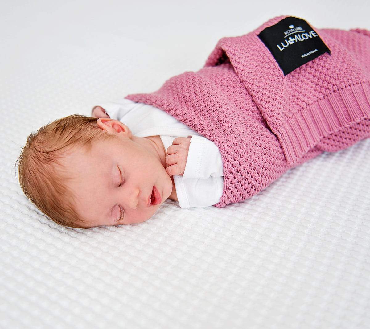 Bamboo baby blanket - Peony pink - Macaroon knit