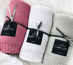 Bamboo baby blanket - Peony pink - Macaroon knit