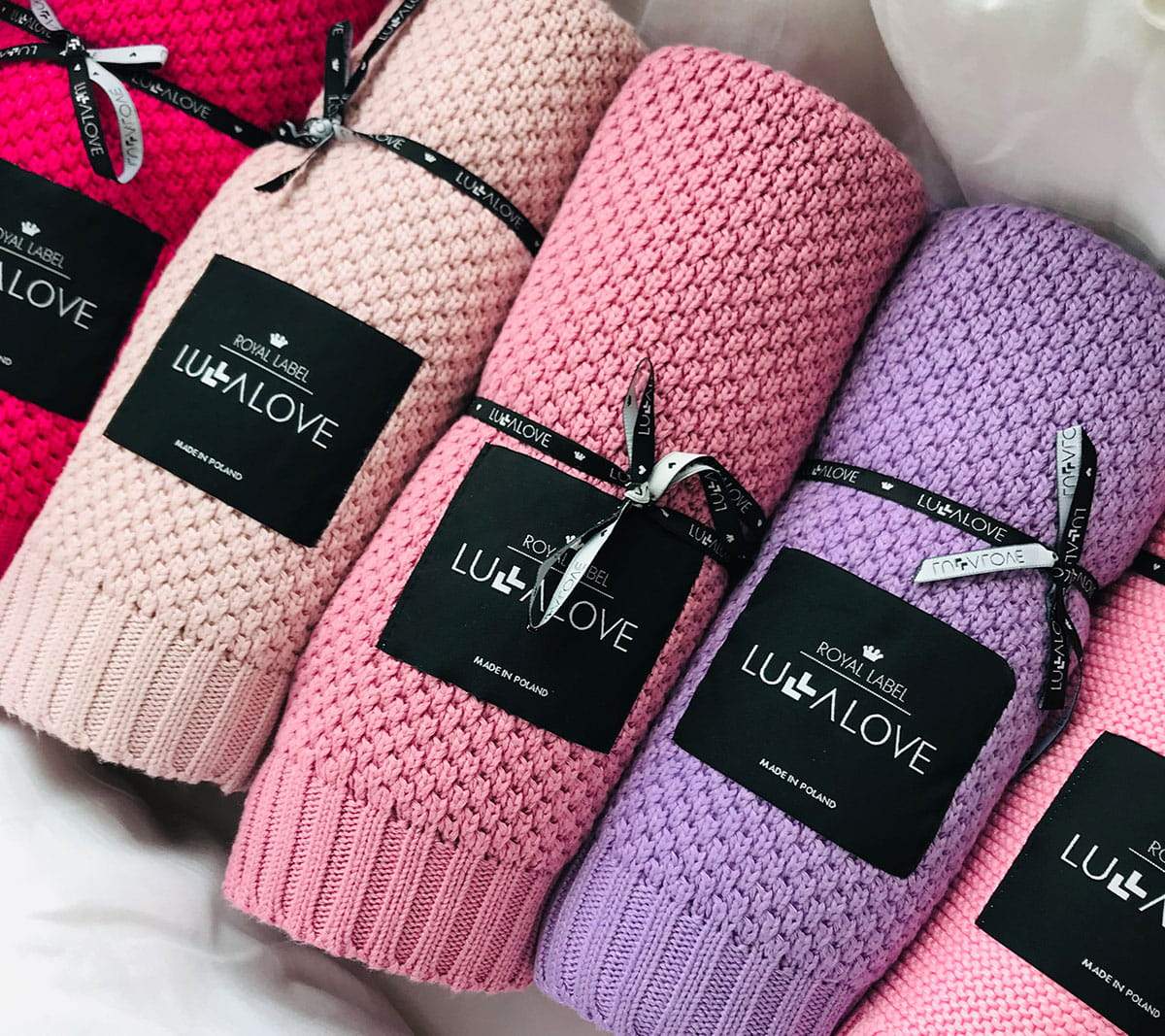 Bamboo baby blanket - Peony pink - Macaroon knit