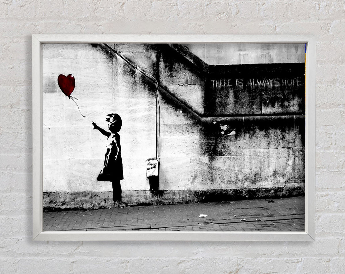 Banksy Red Heart Balloon Girl Artwork Standard White