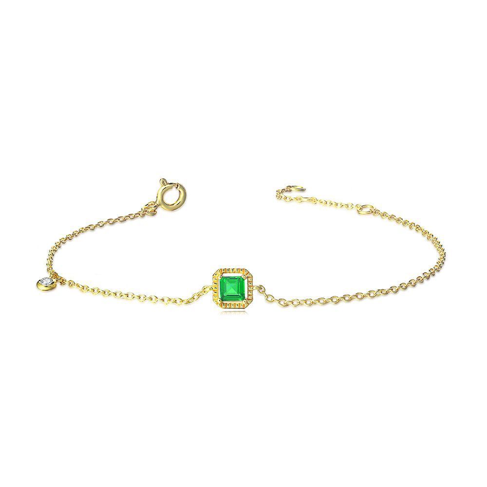 Beatrice 925 Sterling Silver Green Emerald Gem Bracelet