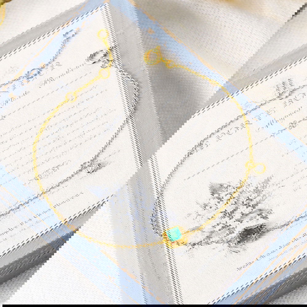 Beatrice 925 Sterling Silver Green Emerald Gem Bracelet