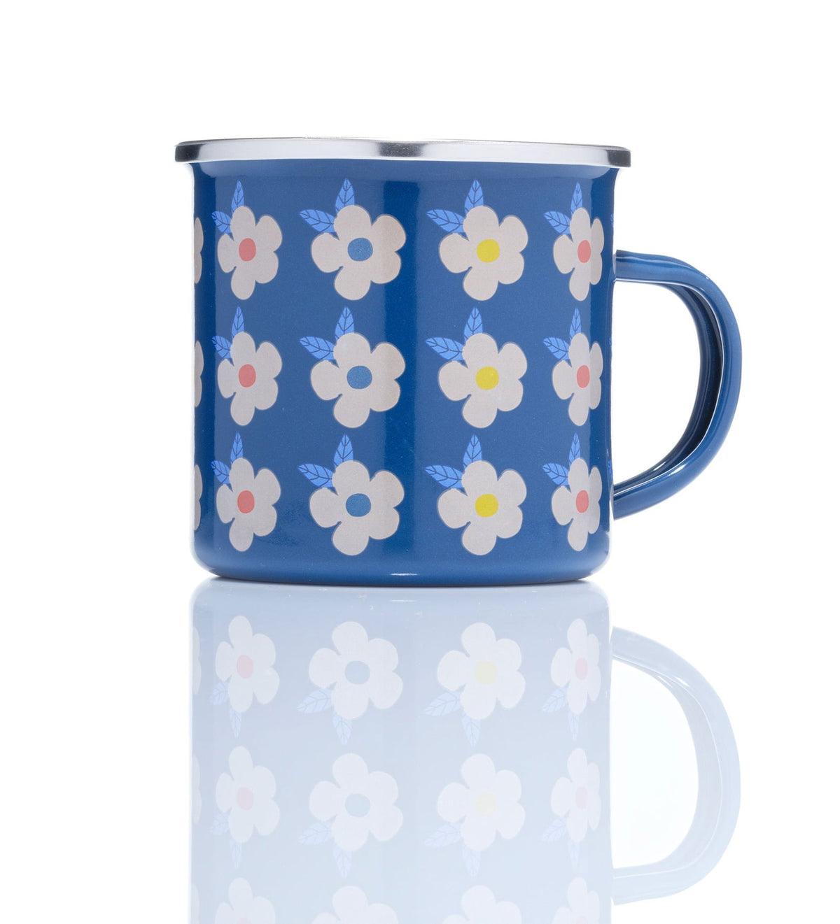 Enamelhappy Beautiful Colourful Retro Floral Enamel Mug - Various Colours Midnight 8cm