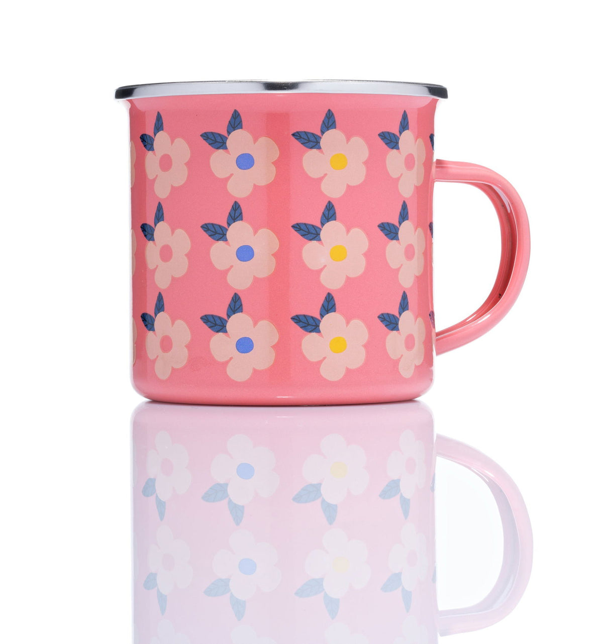 Enamelhappy Beautiful Colourful Retro Floral Enamel Mug - Various Colours Rose 8cm
