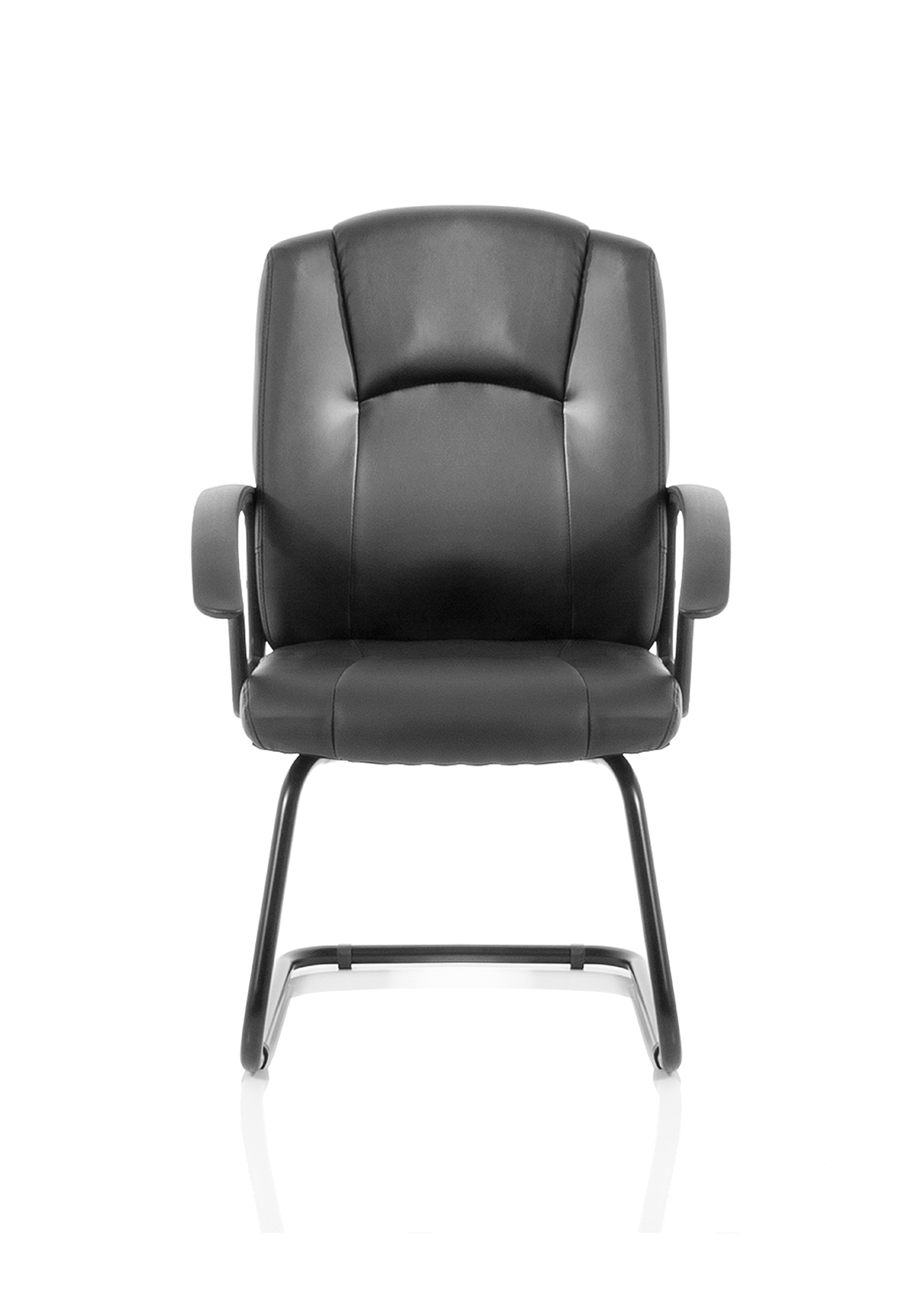 Bella Medium Back Black Bonded Leather Black Frame Cantilever Visitor Chair Black
