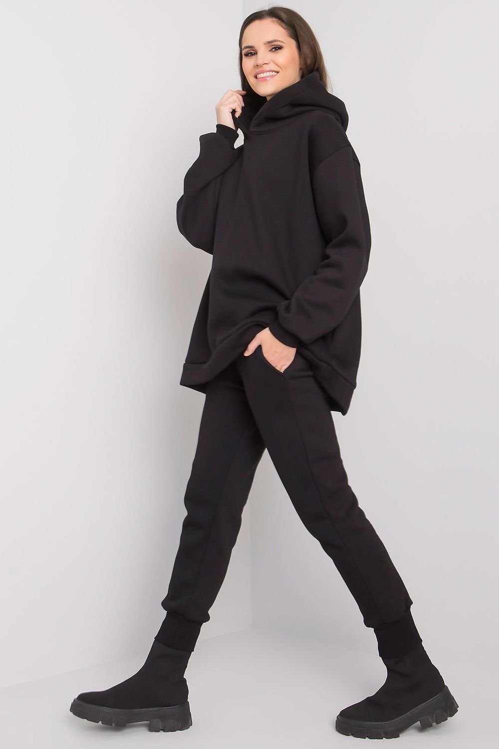 BFG Loungewear Set with Hooded Sweatshirt and Straight Cut Sweatpants black