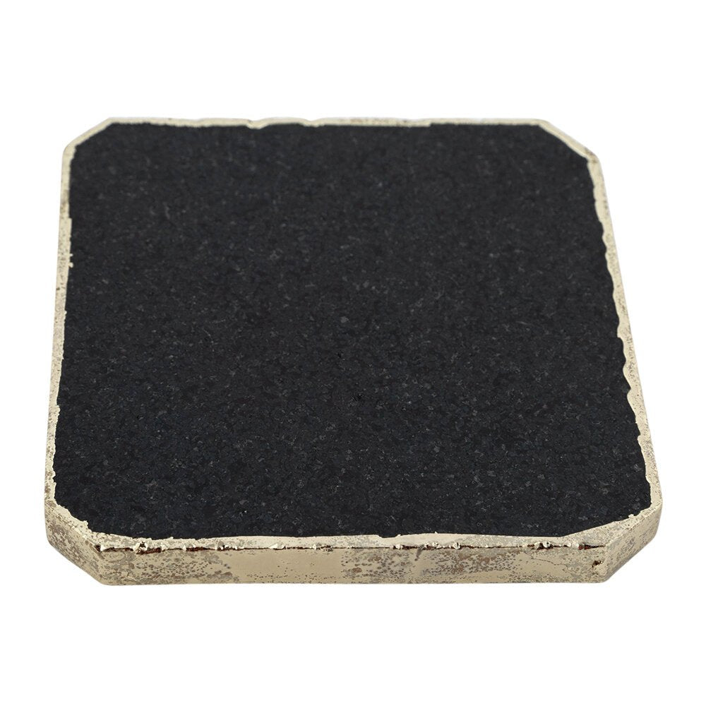 Black Onyx Coaster With Gold Edge (Set of 2)