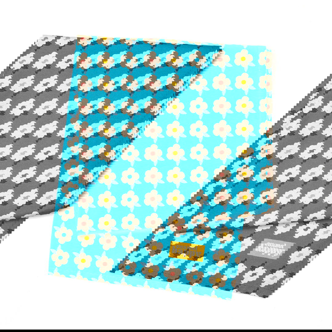 BLUE GIFT BUNDLE For Her Ocean Blue Retro Floral Enamel Cup Campervan Tin Mug Tea Towel Turquoise Colour Pop Home