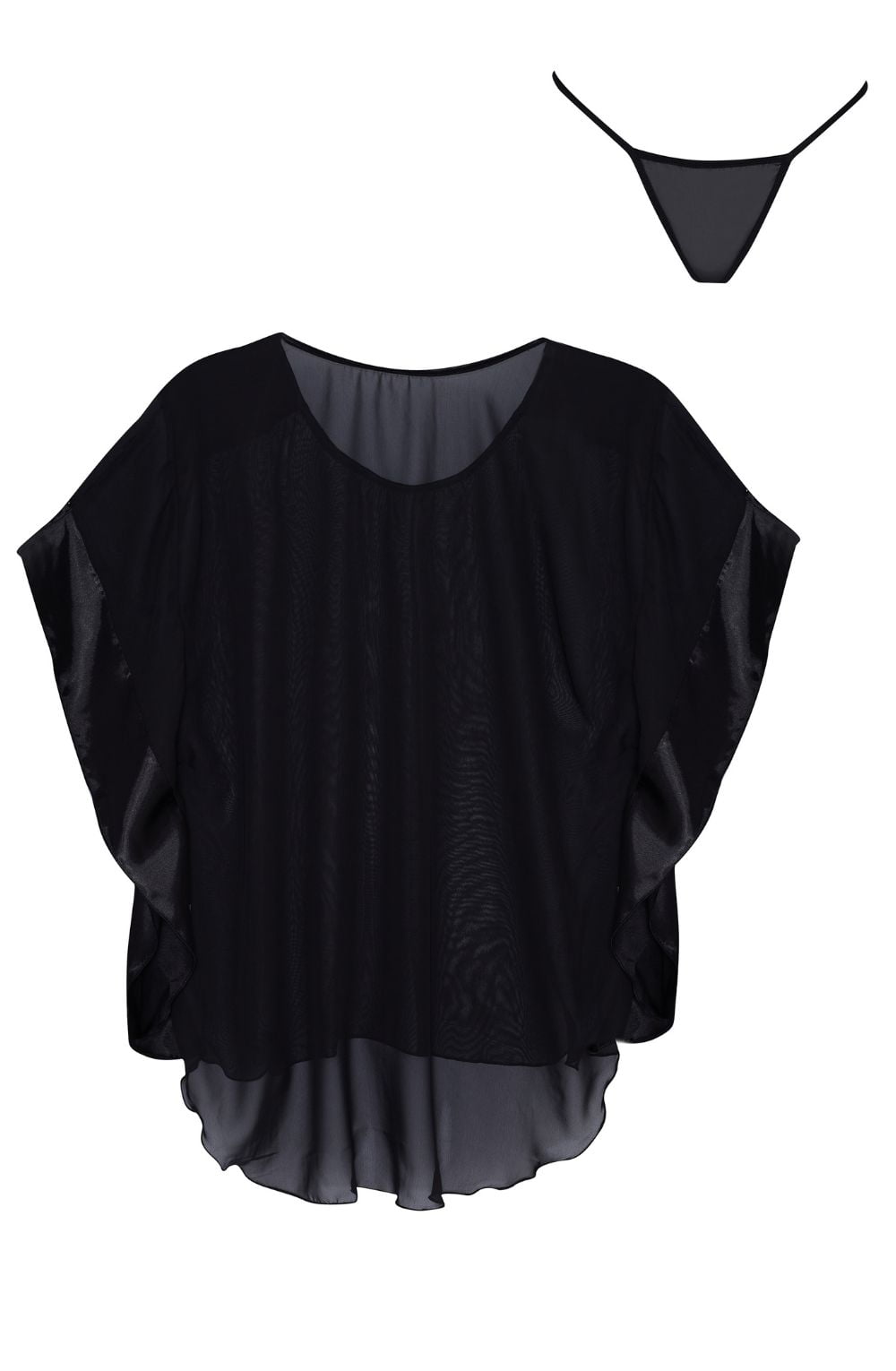 Beauty Night Marlene Satin Flared Sleeve Lace Insert Peignoir Turquoise