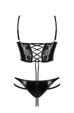 Beauty Night Nirvina Lace and Shiny Latex Lingerie Set Black