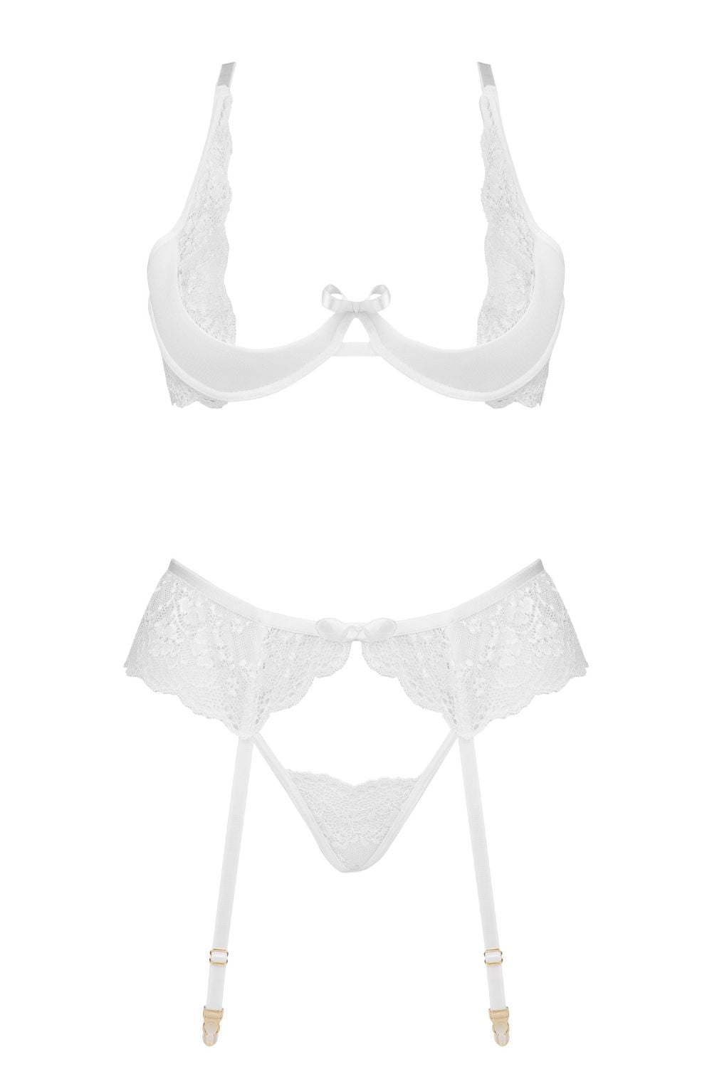 Beauty Night Rose 3 Piece Lingerie Set White