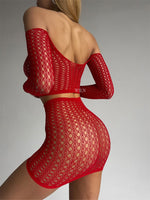 BORDELLE Red 2 Piece Bodystocking One Size
